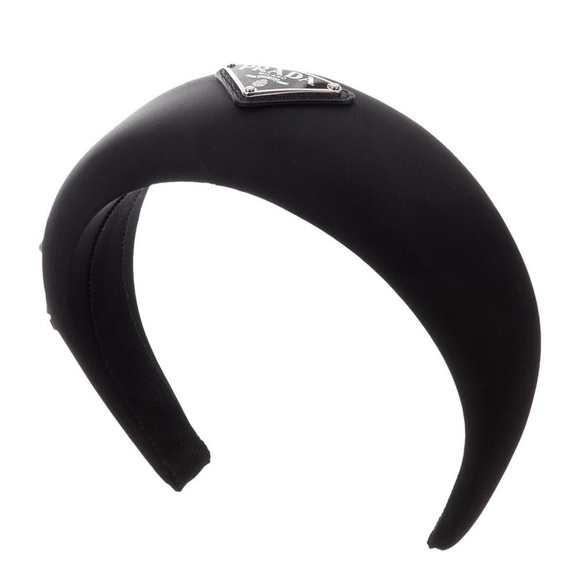 Prada: Re-Nylon Logo 2021 Black Oversized Puffy Headband (NWT) - Picture 12 of 16